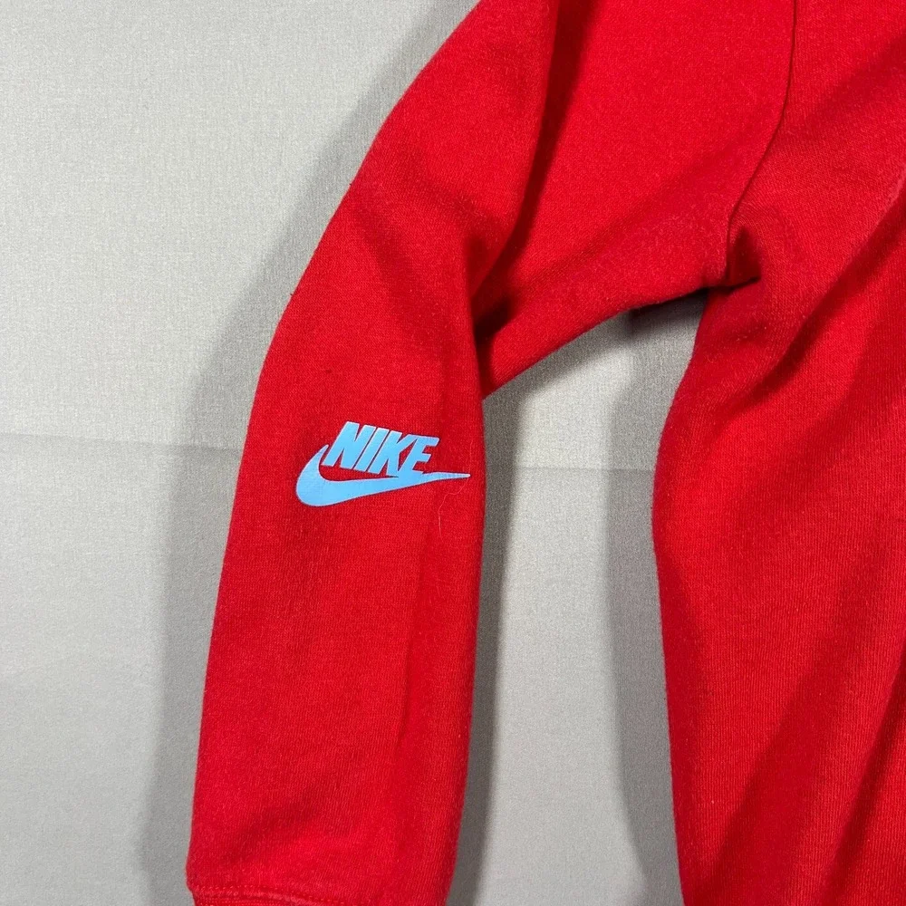 Nike Sportswear Pullover Hoodie Kids 6 Red Cotton Fleece Lined Logo Print Winter